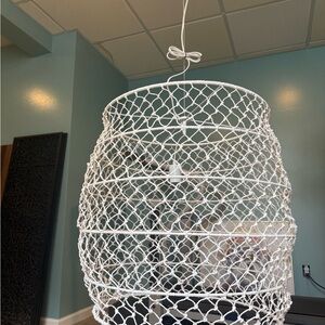 White Woven Pendant Light